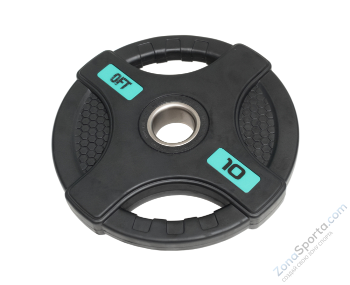 Диск олимпийский обрезиненный черный с двумя хватами Original FitTools FT-2HGP-10 10 кг Диск олимпийский обрезиненный черный с двумя хватами Original FitTools FT-2HGP-10 10 кг