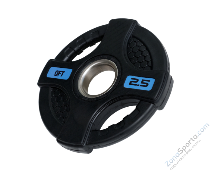 Диск олимпийский обрезиненный черный с двумя хватами Original FitTools FT-2HGP-2,5 2,5 кг Диск олимпийский обрезиненный черный с двумя хватами Original FitTools FT-2HGP-2,5 2,5 кг