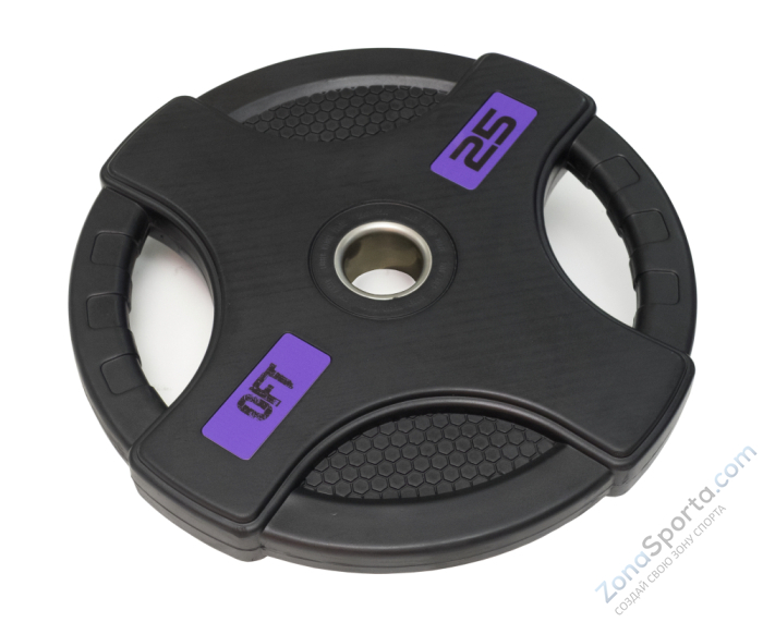 Диск олимпийский обрезиненный черный с двумя хватами Original FitTools FT-2HGP-25 25 кг Диск олимпийский обрезиненный черный с двумя хватами Original FitTools FT-2HGP-25 25 кг