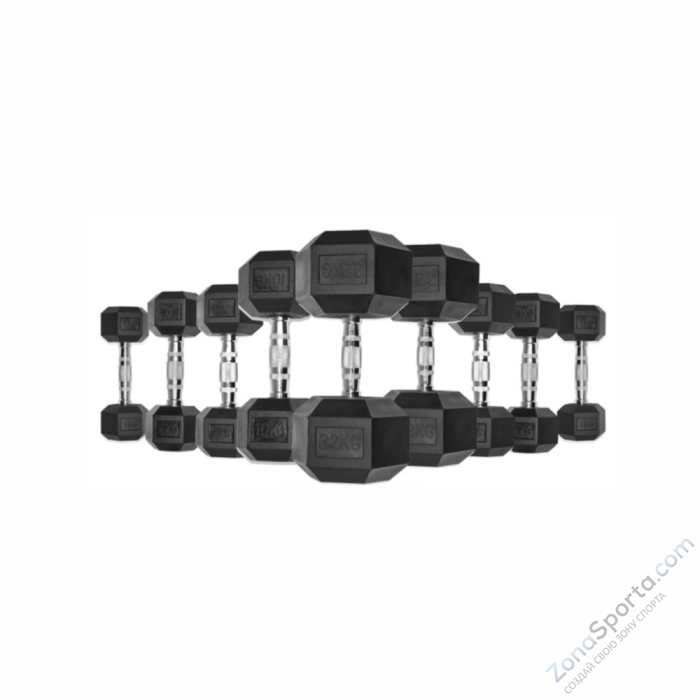 Гексагональные обрезиненные гантели UltraGym от 12,5 до 25 кг  Гексагональные обрезиненные гантели UltraGym от 12,5 до 25 кг