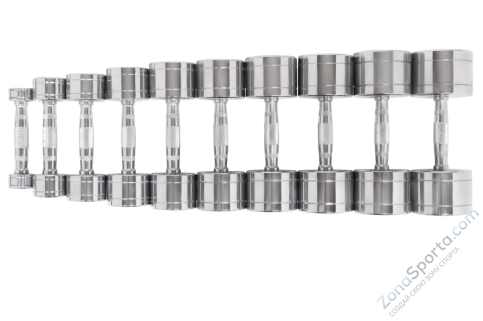 Хромированные гантели 10 пар от 1 кг до 10 кг