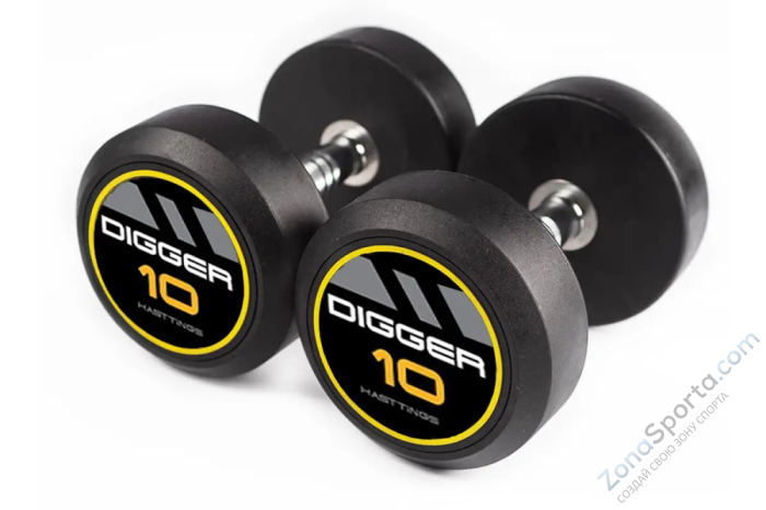 Комплект обрезиненных гантелей 10 пар от 2,5 до 25 кг Hasttings Digger HD51D2A-2,5-25