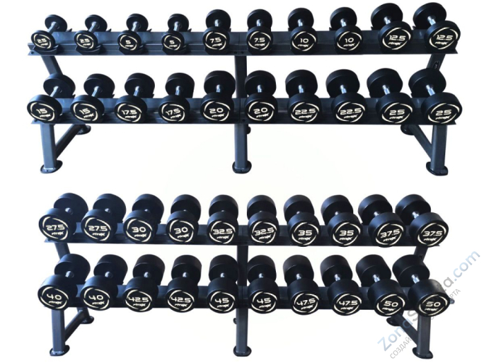 Комплект PVC гантелей 2,5-50кг (20пар) со стойками Fitex FTX-311.3 Комплект PVC гантелей 2,5-50кг (20пар) со стойками Fitex FTX-311.3