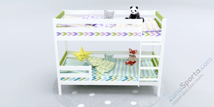 Кровать детская двухъярусная Савушка-01 80х160 зеленая Кровать детская двухъярусная Савушка-01 80х160 зеленая