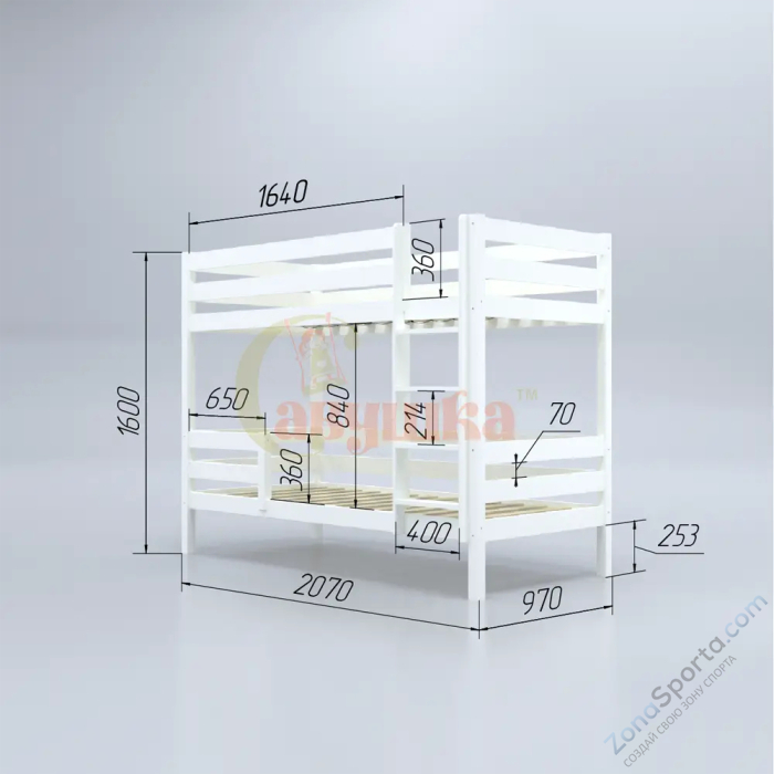 Кровать детская двухъярусная Савушка-01 80х160 желтая Кровать детская двухъярусная Савушка-01 80х160 желтая