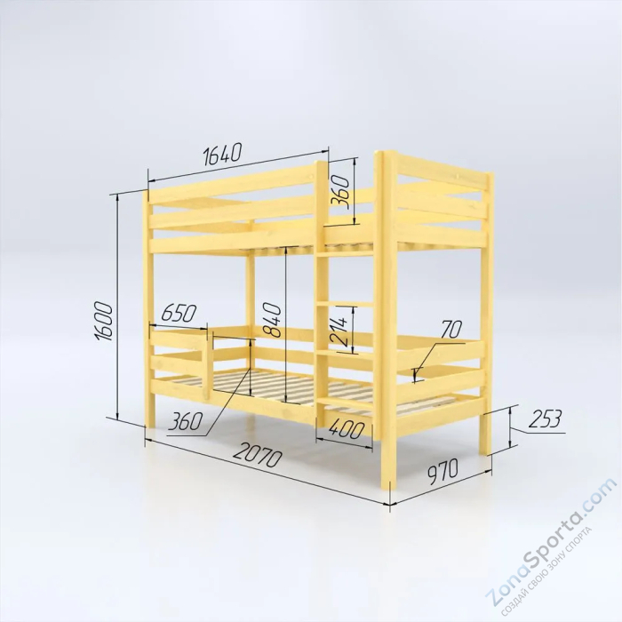 Кровать детская двухъярусная Савушка-01 90х200 (без окрашивания) Кровать детская двухъярусная Савушка-01 90х200 (без окрашивания)