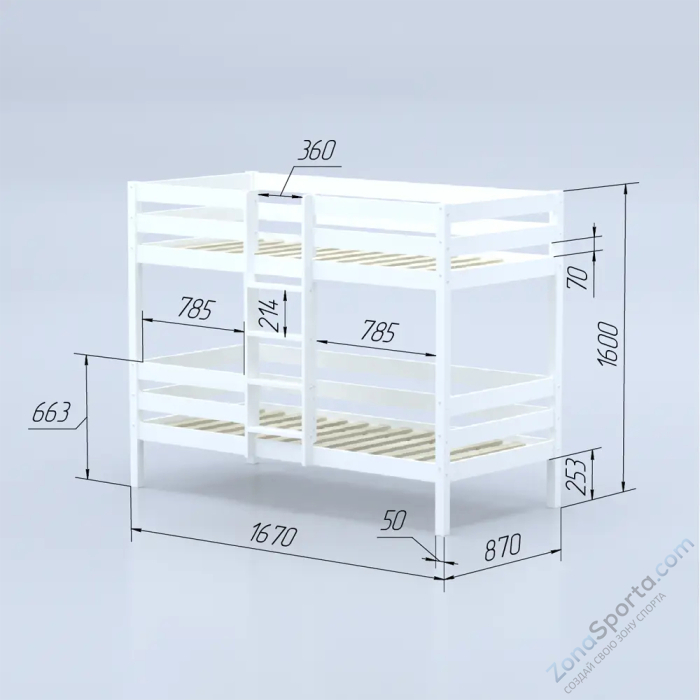 Кровать детская двухъярусная Савушка-05 80х160 White (белый) Кровать детская двухъярусная Савушка-05 80х160 White (белый)