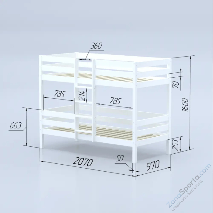 Кровать детская двухъярусная Савушка-05 90х200 White (белый) Кровать детская двухъярусная Савушка-05 90х200 White (белый)