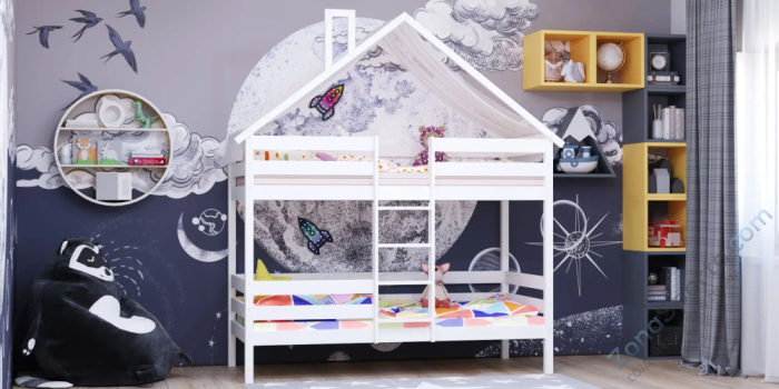 Кровать-домик Савушка-06 двухъярусная 90х180 White (белый) Кровать-домик Савушка-06 двухъярусная 90х180 White (белый)