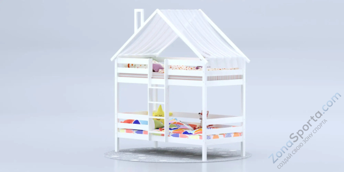 Кровать-домик Савушка-06 двухъярусная 90х180 White (белый) Кровать-домик Савушка-06 двухъярусная 90х180 White (белый)