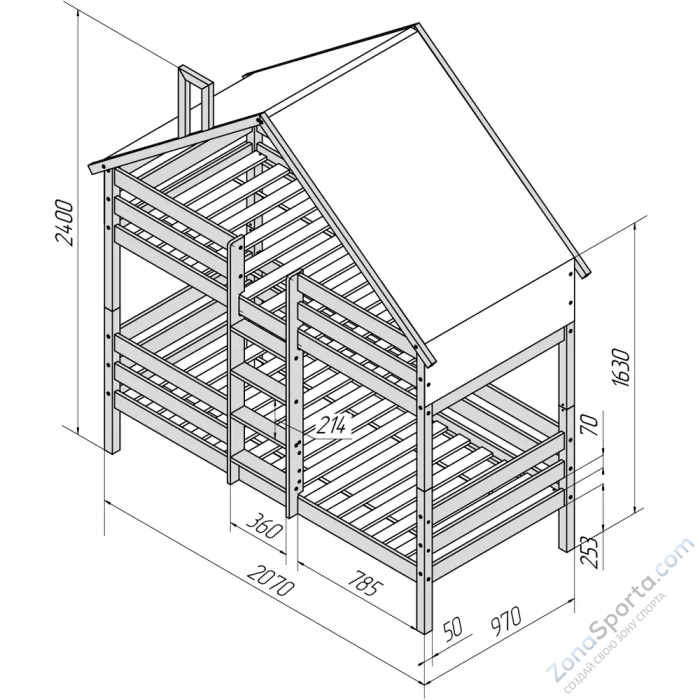 Кровать-домик Савушка-06 двухъярусная 90х200 White (белый) Кровать-домик Савушка-06 двухъярусная 90х200 White (белый)