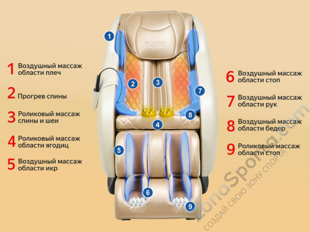 Массажное кресло Fujimo Supreme F355 Шампань Массажное кресло Fujimo Supreme F355 Шампань