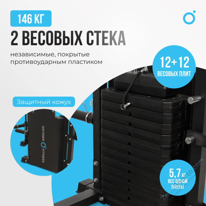 Многофункциональный силовой комплекс со встроенными весовыми стеками Oxygen Fitness Lorry Многофункциональный силовой комплекс со встроенными весовыми стеками Oxygen Fitness Lorry
