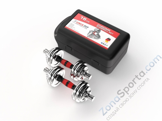 Набор гантелей Unixfit в кейсе 15kg Набор гантелей Unixfit в кейсе 15kg