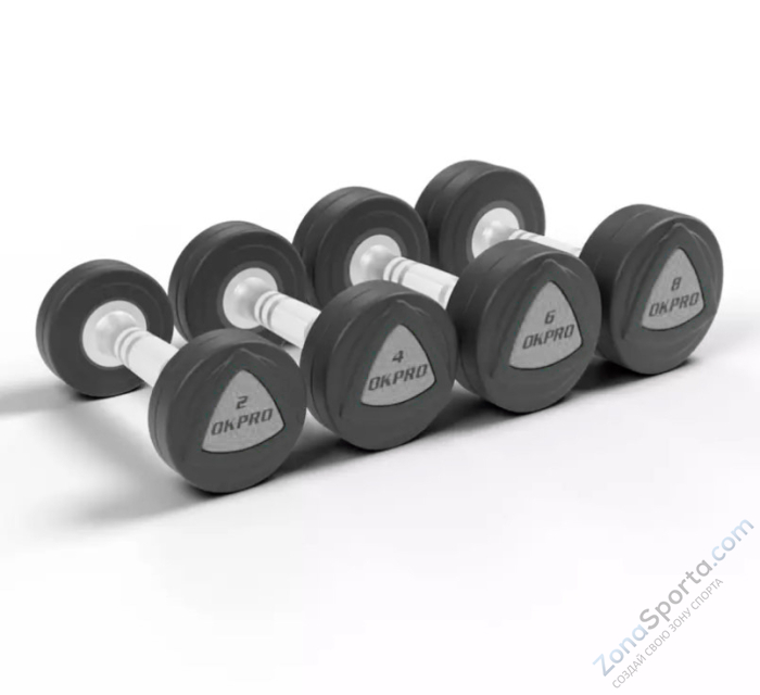 Набор полиуретановых гантелей от 12 до 30 кг (шаг 2 кг) OKPRO OK1032B-12-30-G Набор полиуретановых гантелей от 12 до 30 кг (шаг 2 кг) OKPRO OK1032B-12-30-G