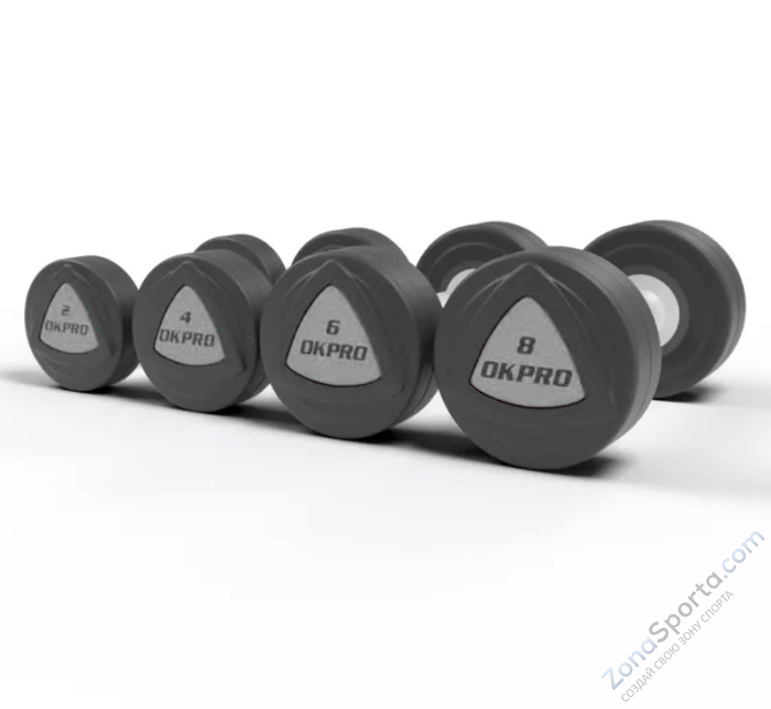 Набор полиуретановых гантелей от 12 до 30 кг (шаг 2 кг) OKPRO OK1032B-12-30-G Набор полиуретановых гантелей от 12 до 30 кг (шаг 2 кг) OKPRO OK1032B-12-30-G