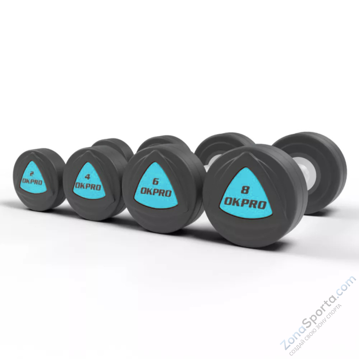 Набор полиуретановых гантелей от 12 до 30 кг (шаг 2 кг) OKPRO