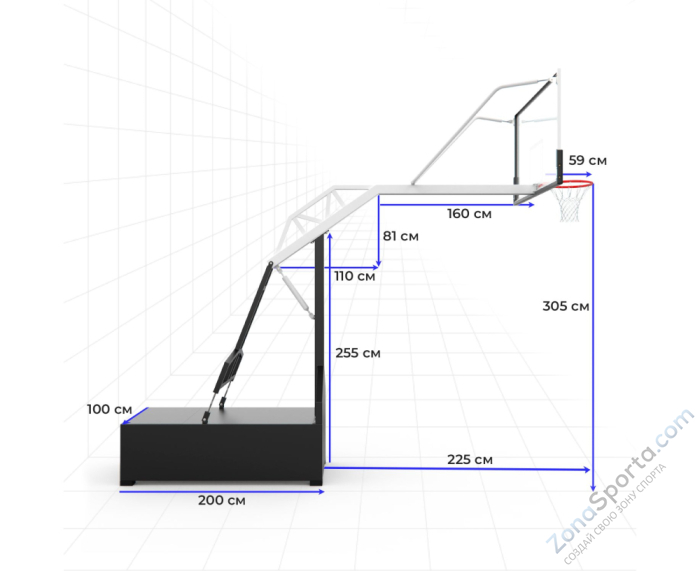 Профессиональная баскетбольная стойка DFC STAND72GP ROLITE