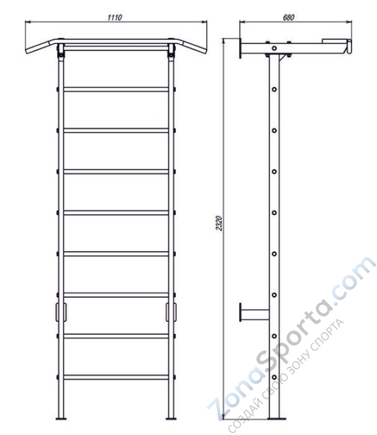 Шведская стенка неразборная с турником облегченная ProfiGym ТК-0011-J Шведская стенка неразборная с турником облегченная ProfiGym ТК-0011-J