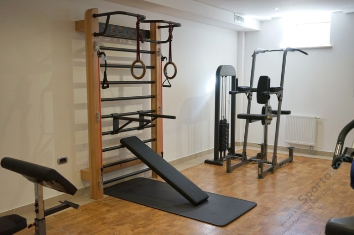 Шведская стенка с эспандерами, брусьями и скамьей Desire Eco Plus Шведская стенка с эспандерами, брусьями и скамьей Desire Eco Plus