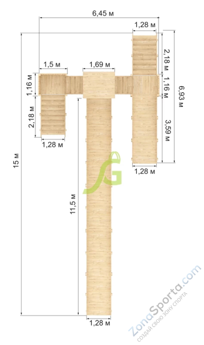 Зимняя деревянная горка IgraGrad Snow Fox 12 м две лестницы без окраски Зимняя деревянная горка IgraGrad Snow Fox 12 м две лестницы без окраски