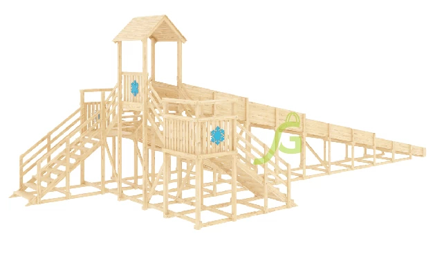Зимняя деревянная горка IgraGrad Snow Fox 12 м две лестницы без окраски Зимняя деревянная горка IgraGrad Snow Fox 12 м две лестницы без окраски