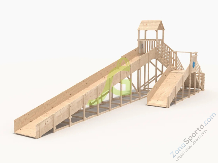Зимняя деревянная горка IgraGrad Snow Fox 12 м с двумя скатами без окраски Зимняя деревянная горка IgraGrad Snow Fox 12 м с двумя скатами без окраски