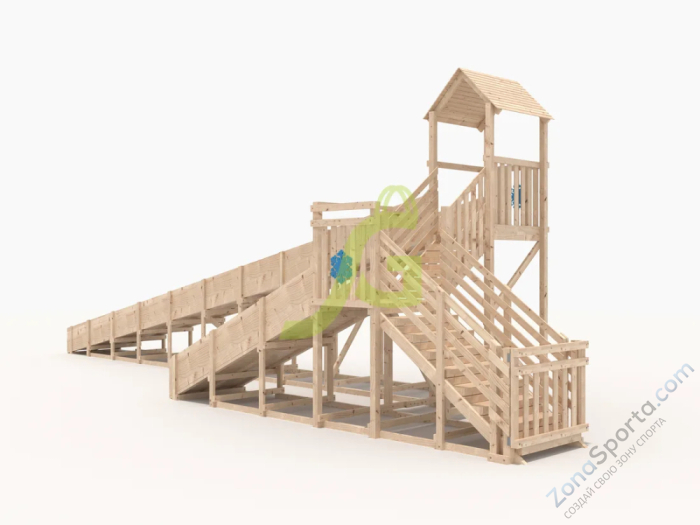 Зимняя деревянная горка IgraGrad Snow Fox 12 м с двумя скатами без окраски Зимняя деревянная горка IgraGrad Snow Fox 12 м с двумя скатами без окраски