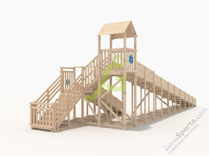 Зимняя деревянная горка IgraGrad Snow Fox 12 м с двумя скатами без окраски Зимняя деревянная горка IgraGrad Snow Fox 12 м с двумя скатами без окраски