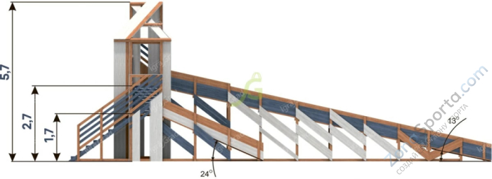 Зимняя деревянная горка IgraGrad Snow Fox 12 м с двумя скатами мод.3 Зимняя деревянная горка IgraGrad Snow Fox 12 м с двумя скатами мод.3