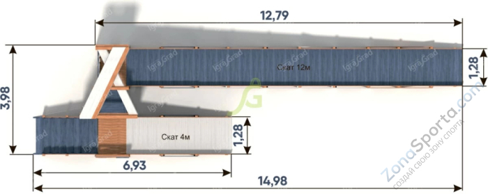 Зимняя деревянная горка IgraGrad Snow Fox 12 м с двумя скатами мод.3 Зимняя деревянная горка IgraGrad Snow Fox 12 м с двумя скатами мод.3