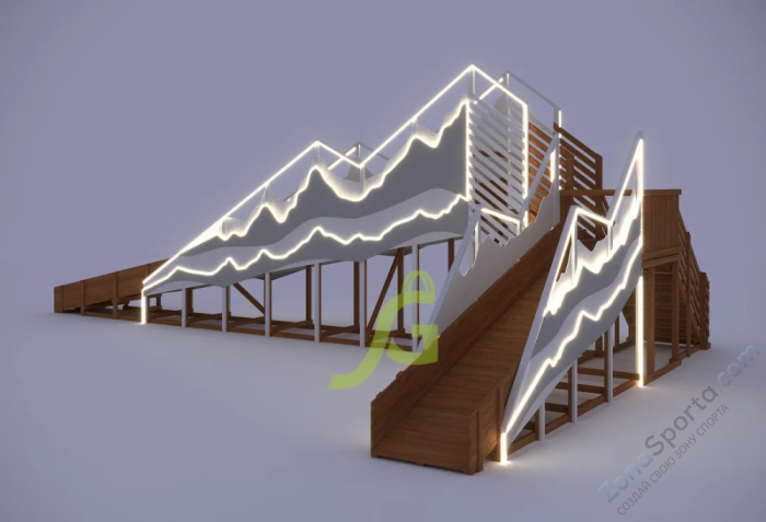 Зимняя деревянная горка IgraGrad Snow Fox 12 м с двумя скатами мод.5 Зимняя деревянная горка IgraGrad Snow Fox 12 м с двумя скатами мод.5