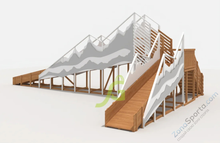 Зимняя деревянная горка IgraGrad Snow Fox 12 м с двумя скатами мод.5 Зимняя деревянная горка IgraGrad Snow Fox 12 м с двумя скатами мод.5