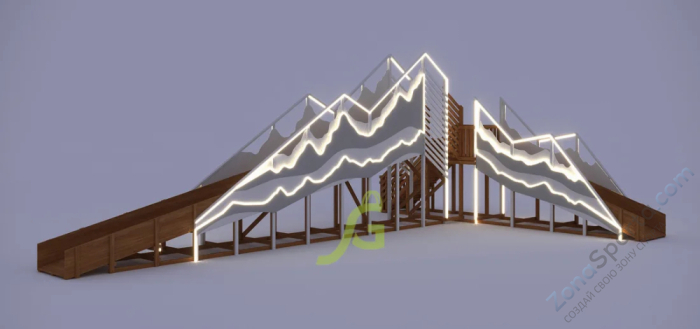 Зимняя деревянная горка IgraGrad Snow Fox 12 м с двумя скатами мод.5 Зимняя деревянная горка IgraGrad Snow Fox 12 м с двумя скатами мод.5