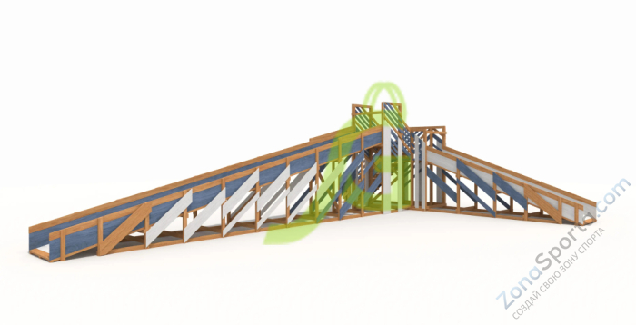 Зимняя деревянная горка IgraGrad Snow Fox 12 м с двумя скатами мод.524 Зимняя деревянная горка IgraGrad Snow Fox 12 м с двумя скатами мод.524