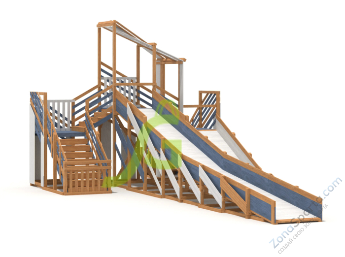 Зимняя деревянная горка IgraGrad Snow Fox 12 м с двумя скатами мод.624 Зимняя деревянная горка IgraGrad Snow Fox 12 м с двумя скатами мод.624