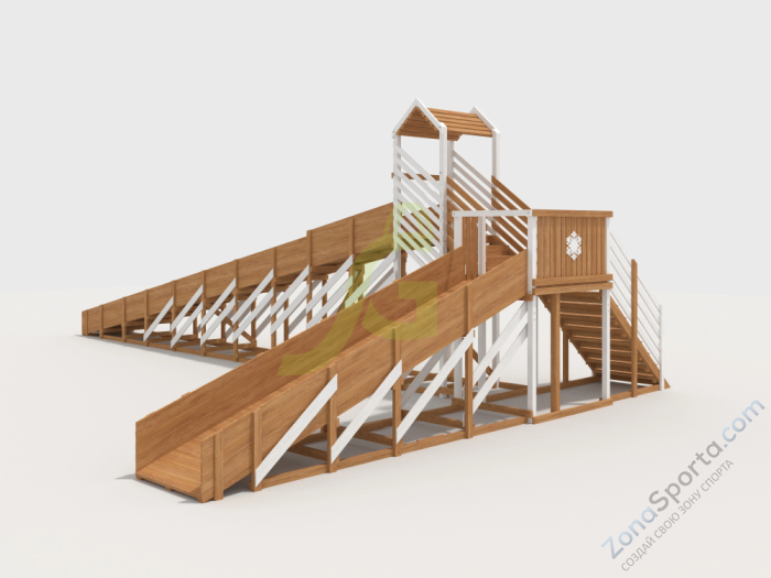 Зимняя деревянная горка IgraGrad Snow Fox 12 м с двумя скатами мод.724 Зимняя деревянная горка IgraGrad Snow Fox 12 м с двумя скатами мод.724