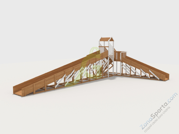 Зимняя деревянная горка IgraGrad Snow Fox 12 м с двумя скатами мод.724 Зимняя деревянная горка IgraGrad Snow Fox 12 м с двумя скатами мод.724