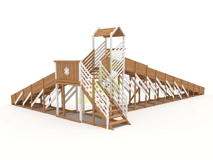 Зимняя деревянная горка IgraGrad Snow Fox 12 м с двумя скатами мод.724 Зимняя деревянная горка IgraGrad Snow Fox 12 м с двумя скатами мод.724