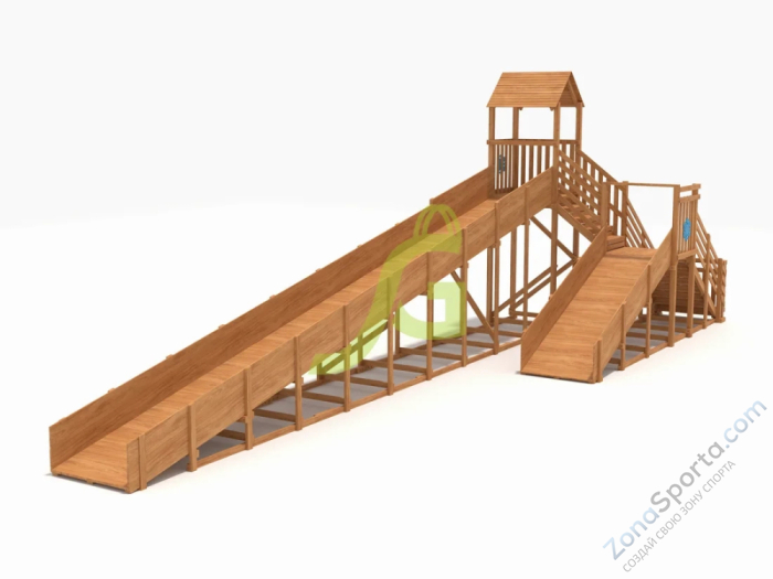 Зимняя деревянная горка IgraGrad Snow Fox 12 м с двумя скатами