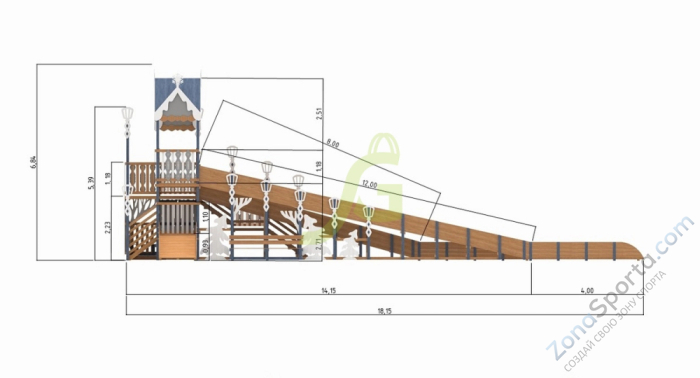 Зимняя деревянная горка IgraGrad Snow Fox 19 с тремя скатами Зимняя деревянная горка IgraGrad Snow Fox 19 с тремя скатами