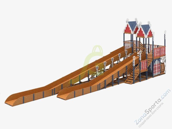Зимняя деревянная горка IgraGrad Snow Fox 19 с тремя скатами Зимняя деревянная горка IgraGrad Snow Fox 19 с тремя скатами
