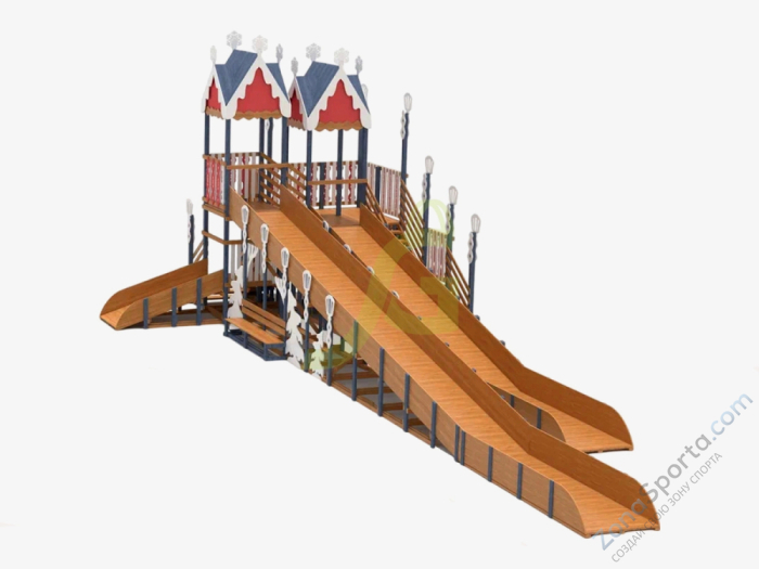 Зимняя деревянная горка IgraGrad Snow Fox 19 с тремя скатами Зимняя деревянная горка IgraGrad Snow Fox 19 с тремя скатами