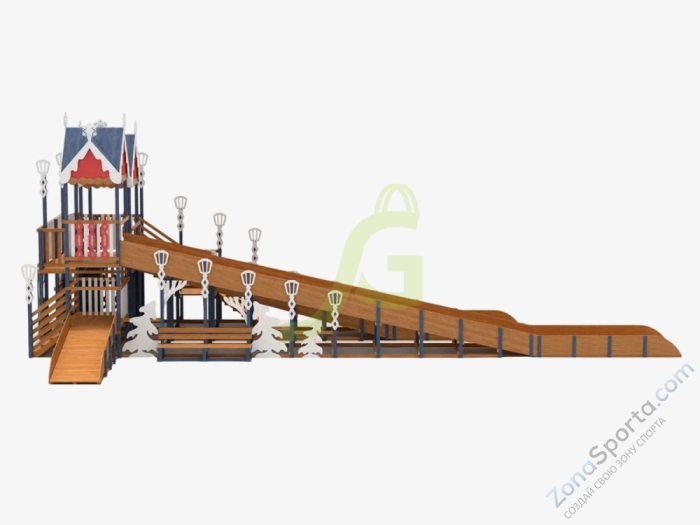 Зимняя деревянная горка IgraGrad Snow Fox 19 с тремя скатами Зимняя деревянная горка IgraGrad Snow Fox 19 с тремя скатами