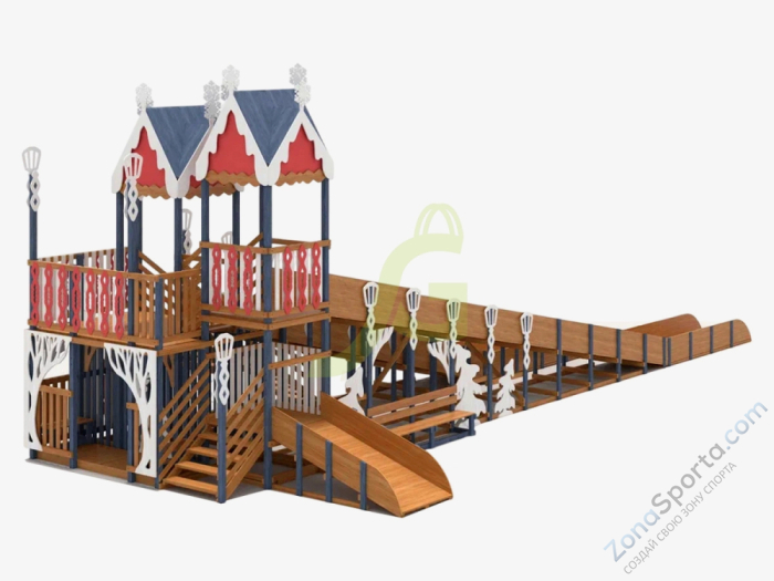 Зимняя деревянная горка IgraGrad Snow Fox 19 с тремя скатами Зимняя деревянная горка IgraGrad Snow Fox 19 с тремя скатами