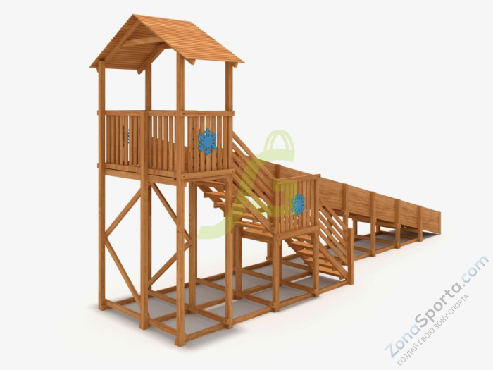 Зимняя деревянная горка IgraGrad Snow Fox (Домик) скат 10 м