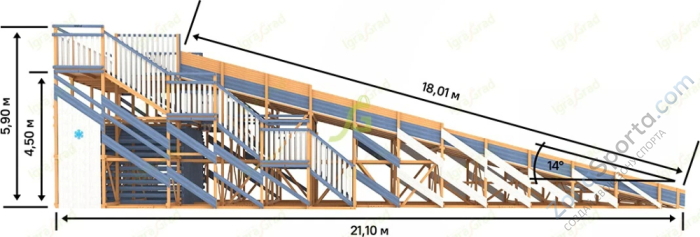 Зимняя деревянная горка IgraGrad Snow Fox скат 18 м мод.2 Зимняя деревянная горка IgraGrad Snow Fox скат 18 м мод.2