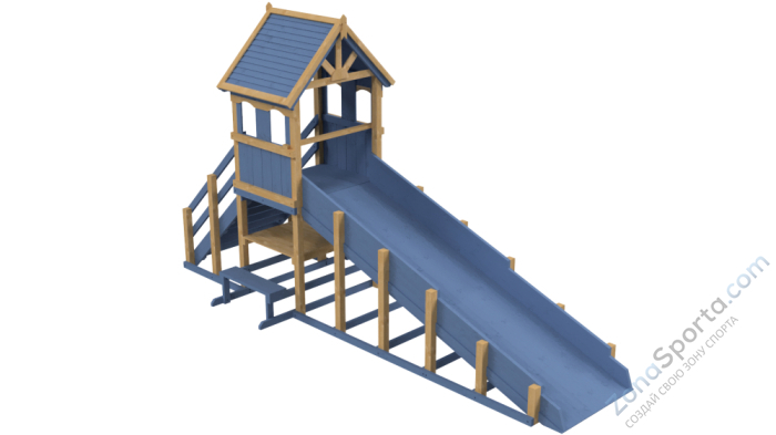 Зимняя деревянная заливная горка Теремок 1 (масло)