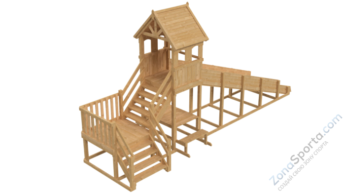 Зимняя деревянная заливная горка Теремок 2 (без окраски)