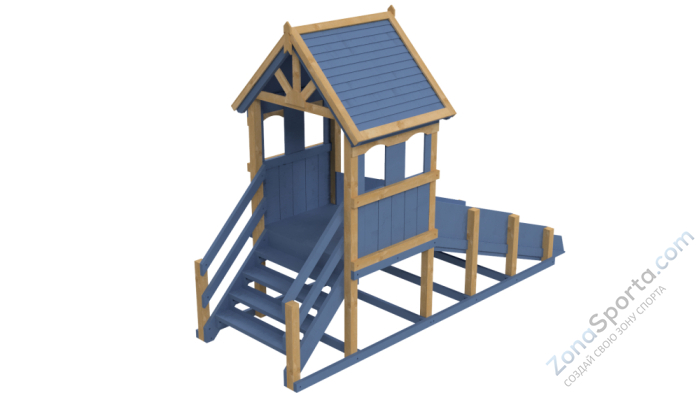 Зимняя деревянная заливная горка Теремок (масло) Зимняя деревянная заливная горка Теремок (масло)